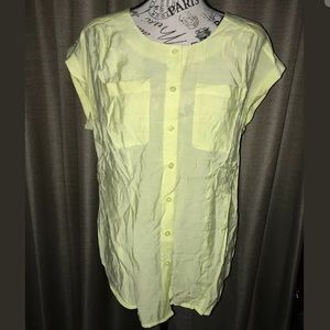 Van Heusen Women Button Down Blouse Yellow Sz: M